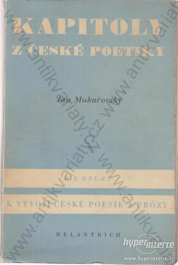 Kapitoly z české poetiky díl 2. Jan Mukařovský - foto 1