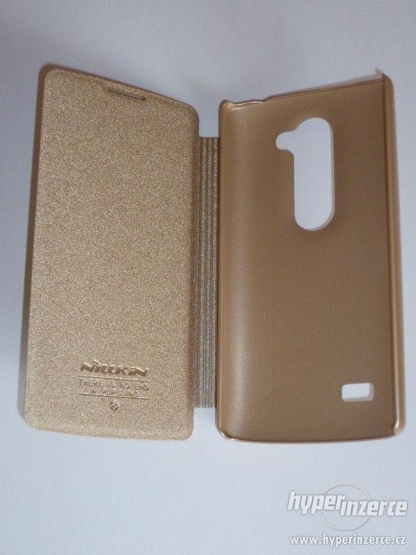 LG Leon H340n book case flip pouzdro Nillkin zlaté nové - foto 3