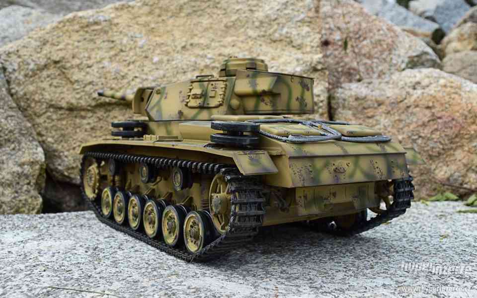 Nový RC model tank PANZER III - Infrared - LETNÍ kamufláž - foto 4