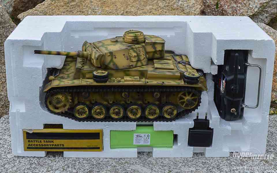 Nový RC model tank PANZER III - Infrared - LETNÍ kamufláž - foto 7
