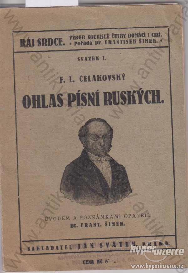 Ohlas písní ruských Fr. Lad. Čelakovský 1922 - foto 1