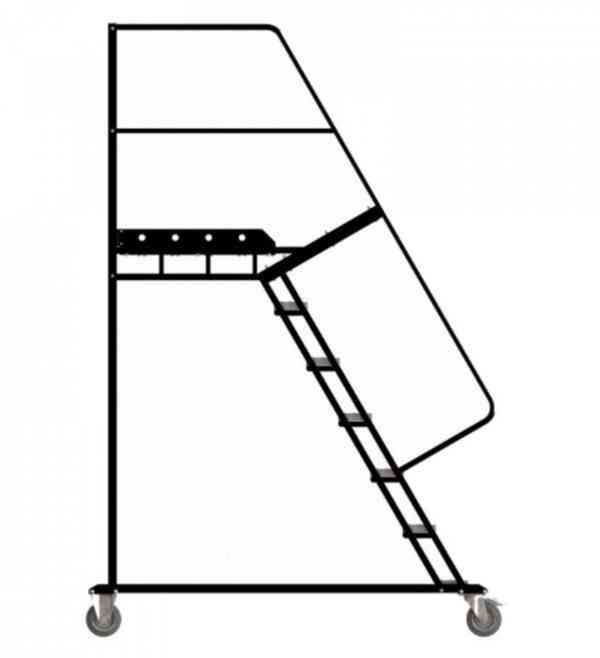 Pojízdný ocelový žebřík s plošinou, výška  plošiny 1,75m - foto 10