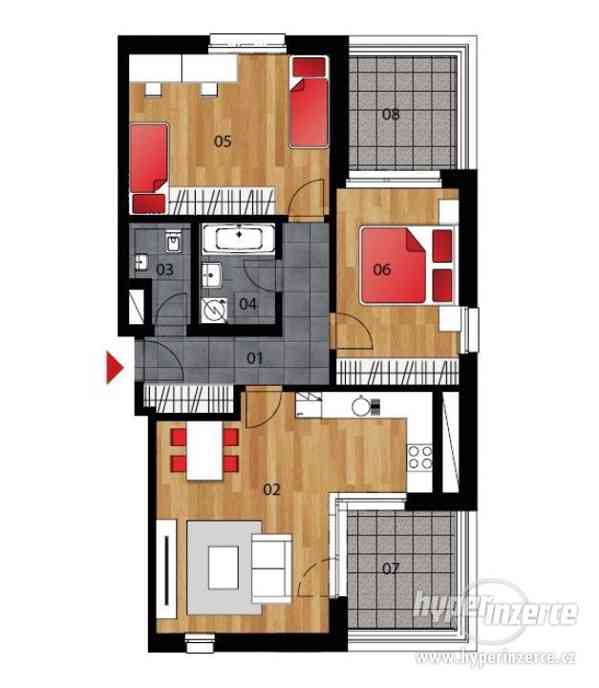 Luxusní byt 3+kk, 92 m2, dvě terasy, 2 parkovací místa, sklep, Rezidence Waltrovka - foto 2