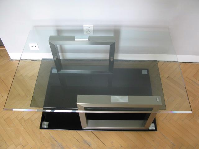 Konferenční/Televizní stolek SKLO-černá, Design Kus - foto 2