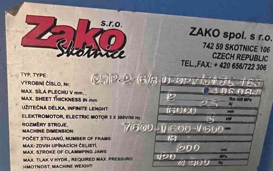 Hydraulická ohýbačka plechů OHP-2-6/8 (16154.)  - foto 9
