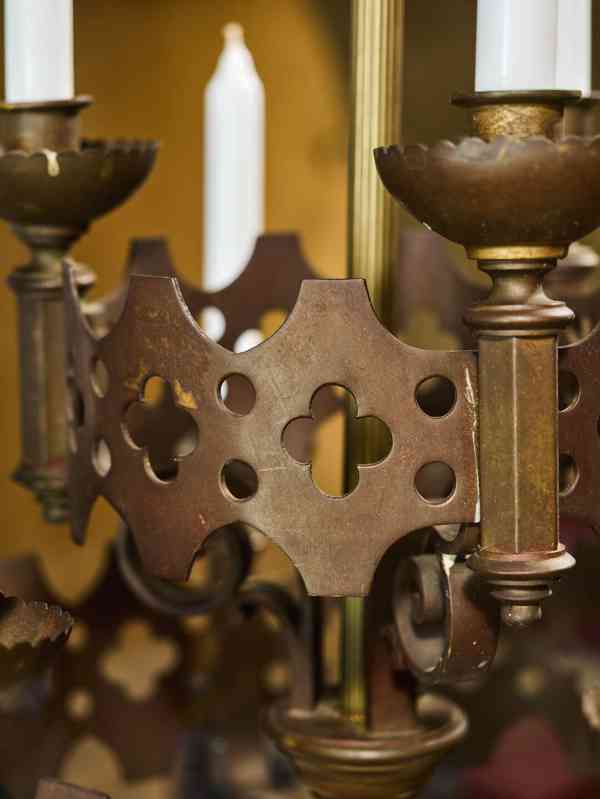 Monumentální párové neogotické bronzové svícny –  100 cm - foto 6
