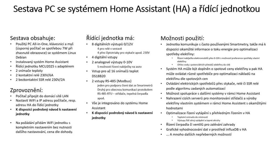 Sestava Home Assistant pro automatizaci - PC a říd. jednotka - foto 2