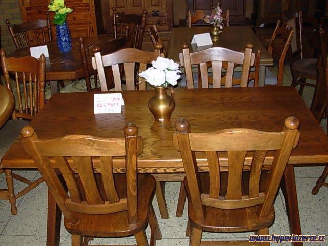 Dubový kuchyňský stůl z masivu 150 x 85 + 4 kusy židlí - foto 1