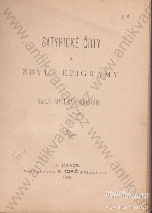 Satyrické črty a zbylé epigramy 1889 - foto 1