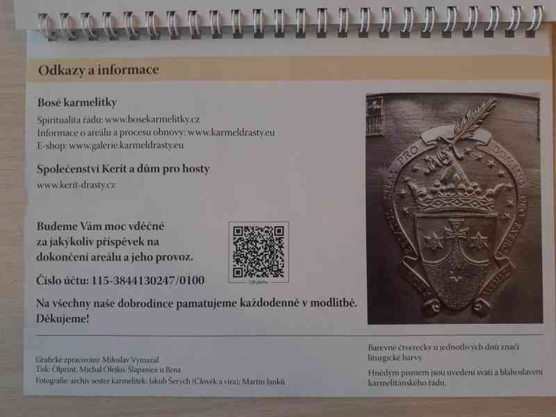 Stolní kalendář 2026 - Klášter karmelitek Drasty  - foto 4