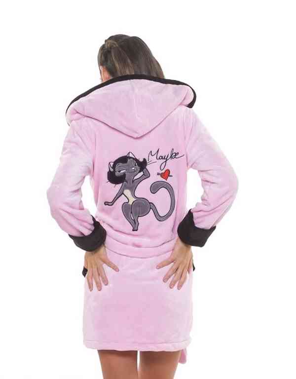 Rozkosny damsky kratky ruzovy zupan s vysivanym motivom NOVY - foto 3