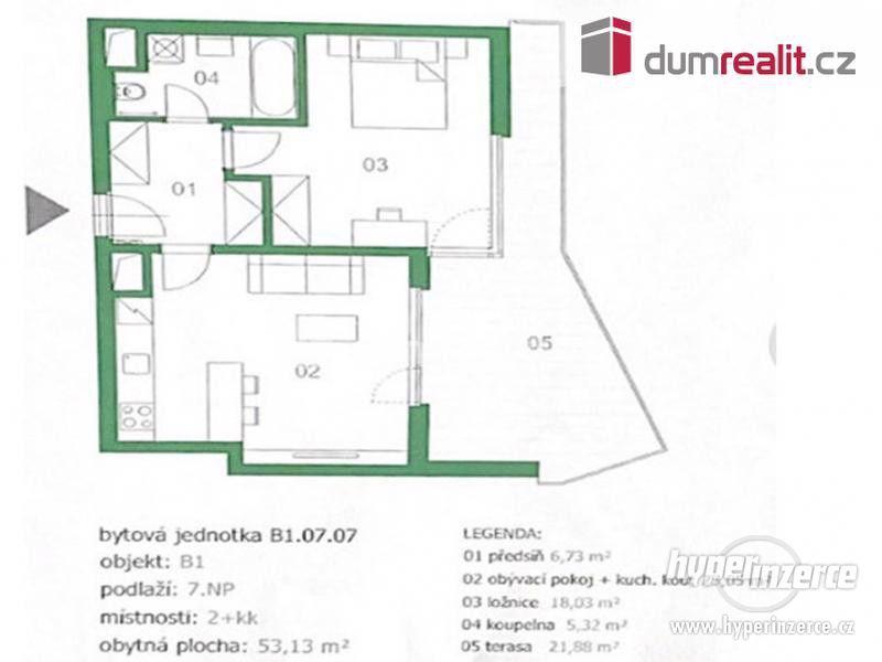 Moderní byt 2+kk 53 m2 s velkou terasou v atraktivní lokalitě Malešic - foto 5