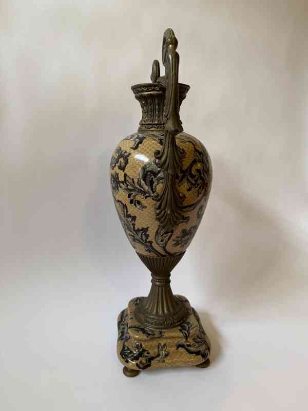 Váza s dekorem květin - porcelán mosaz 46 cm - foto 3