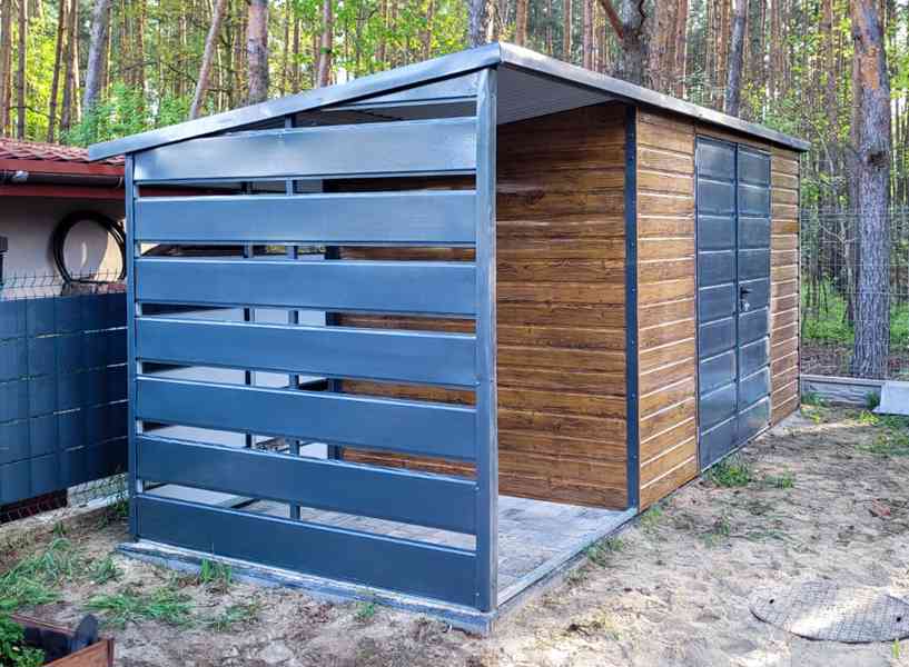 Zahradní domek  4x2m + přístřešek 1,5m - dveře - TS639 - foto 3
