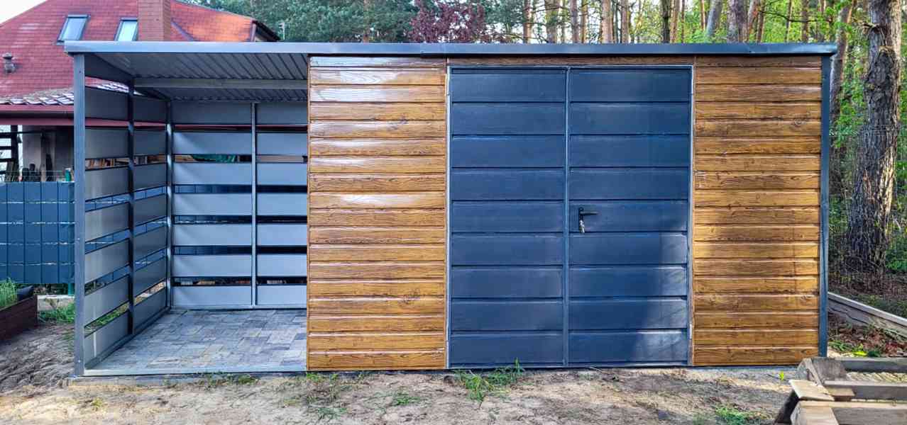  Zahradní domek  4x2m + přístřešek 1,5m - dveře - TS639 - foto 2
