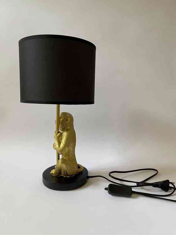 Stolní lampa opice zlato černé provedení - foto 3