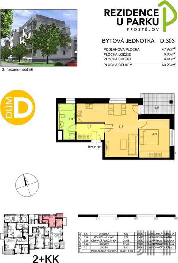 Prodej bytu 2+kk ve výstavbě v projektu Rezidence U parku - foto 16