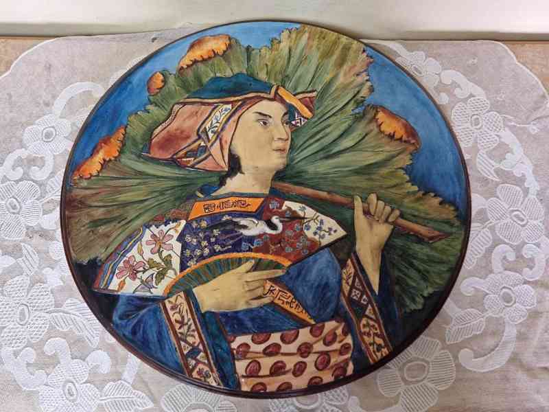 Vzácný starý pestře malovaný Talíř Mongolsko 60cm!!! - foto 2