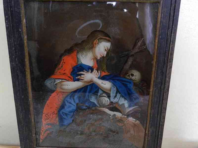 Velmi stará Podmalba na skle Svatá Magdalena - foto 2