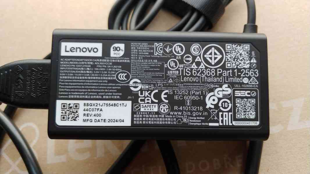 Originální Lenovo 65W 5-20V USB-C nabíječka / adaptér - foto 3