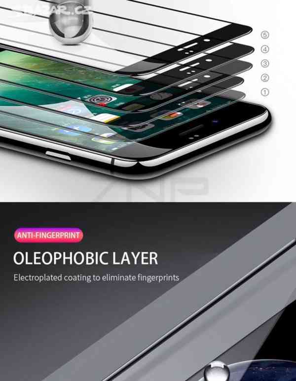iPhone 7, 8-ochranné 15D,30D,35D sklo, bílé,  černé - foto 3