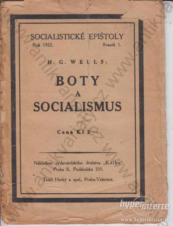 Boty a socialismus H. G. Wells Druž. n. Kniha 1922 - foto 1