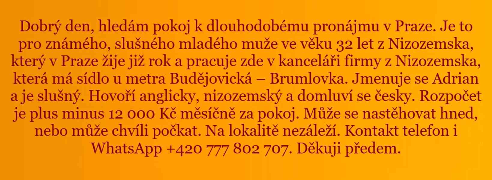 Dobrý den, hledám pokoj k pronájmu. Praha.