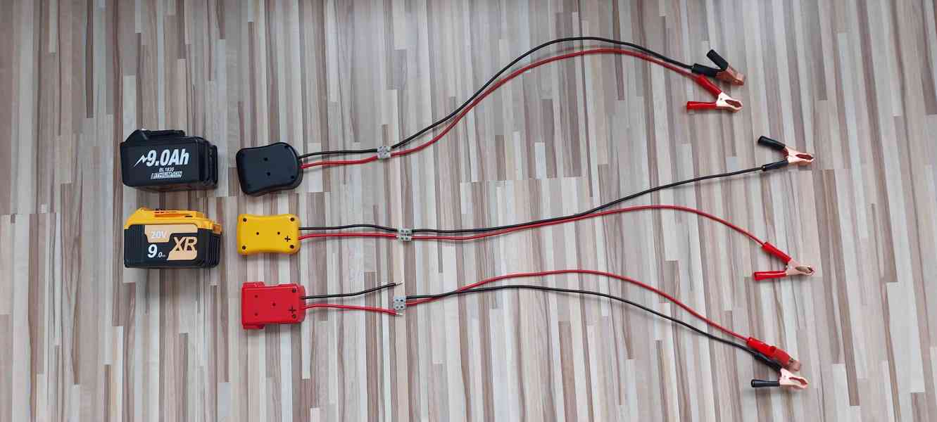 Startovací kabely+redukce pro Aku batrii DeWALT 18V-20V - foto 2
