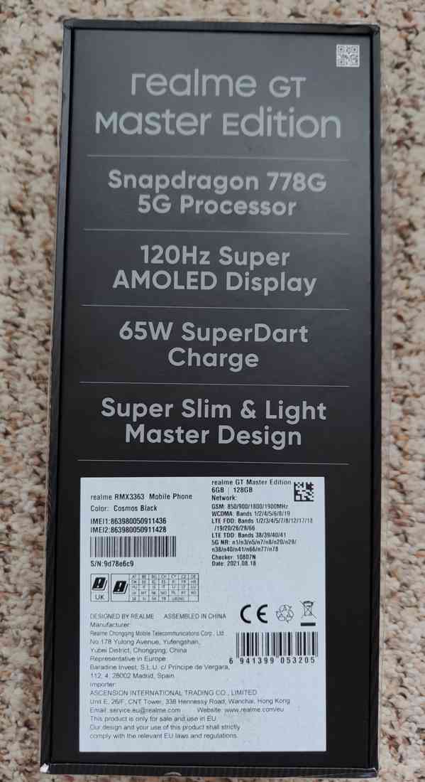 Smartphone REALME GT MASTER EDITION 5G, vynikající stav. - foto 2