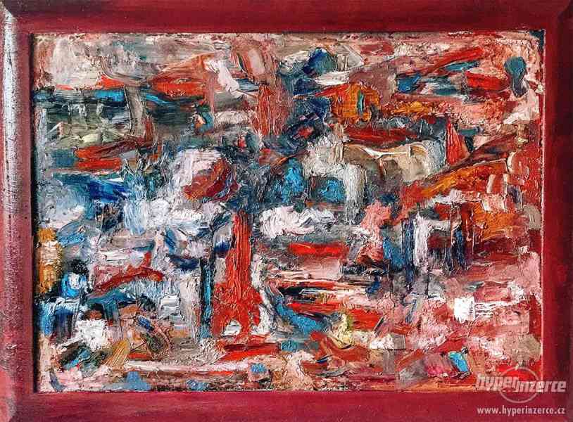 Bordeaux Red Abstract, 80 × 60, Tilaridy, olejová barva - foto 1