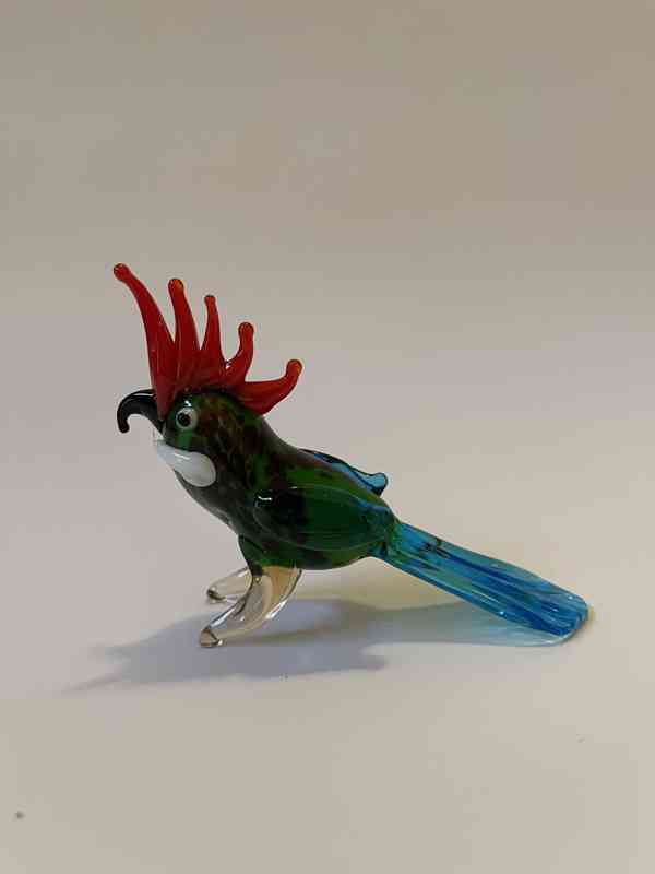 Skleněná figurka - papoušek kakadu - foto 2