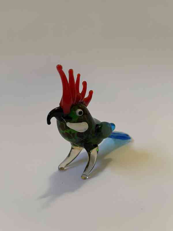 Skleněná figurka - papoušek kakadu - foto 3
