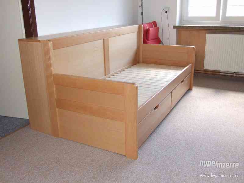 Nová dřevěná masivní 4 cm rozkládací postel přímo od výrobce - foto 3