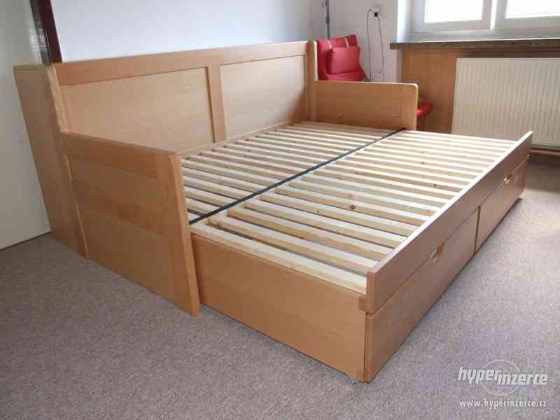 Nová dřevěná masivní 4 cm rozkládací postel přímo od výrobce - foto 4