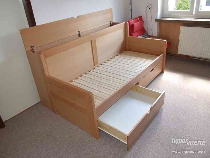 Nová dřevěná masivní 4 cm rozkládací postel přímo od výrobce - foto 6