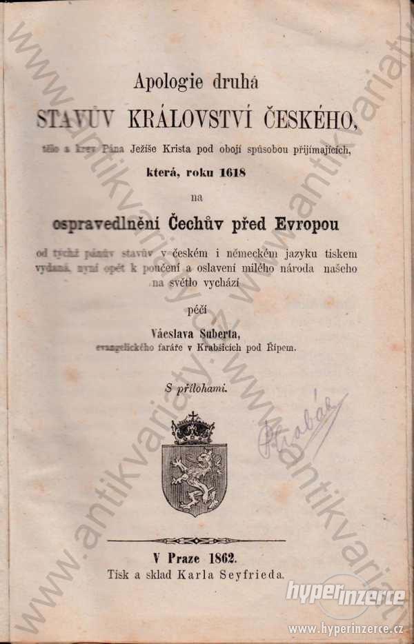Apologie druhá stavův království Českého 1862 - foto 1