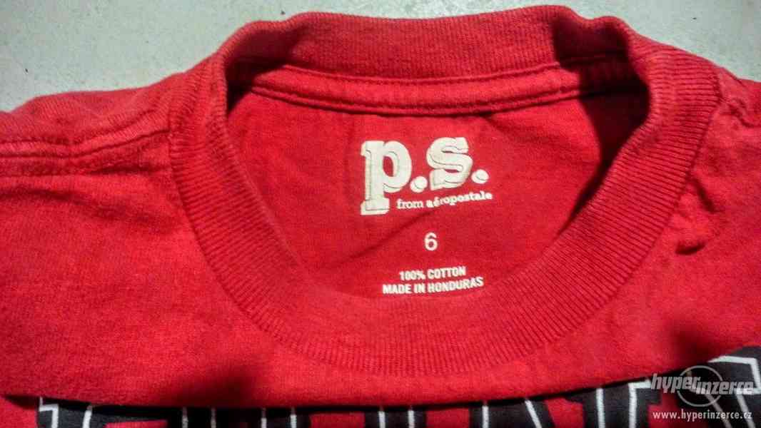Dětské červené triko P.S. Aéropostale – vel. 6 let – 122 cm - foto 2