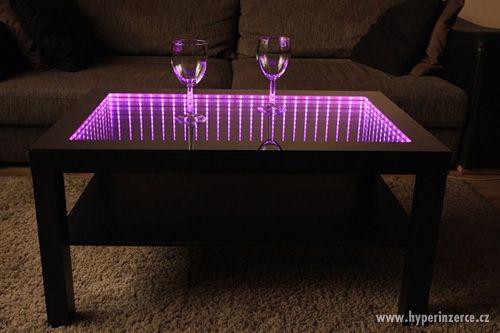 Konferenční stůl s LED podsvícením RGB 90x55x45 cm - foto 9