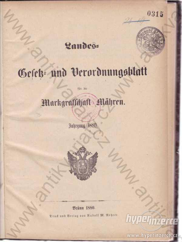 Landes: Celek und Verordnungsblatt 1880 - foto 1