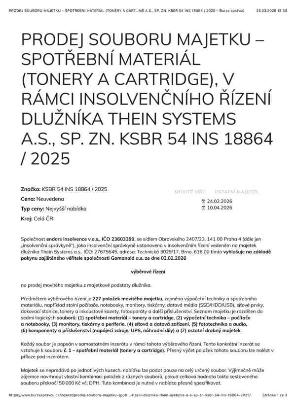 PRODEJ SOUBORU MAJETKU – SPOTŘEBNÍ MATERIÁL - foto 3