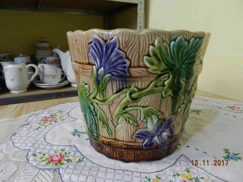 Starý keramický Květináč Květník Majolika Orchies Francie - foto 3