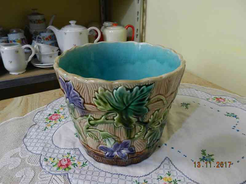 Starý keramický Květináč Květník Majolika Orchies Francie - foto 7