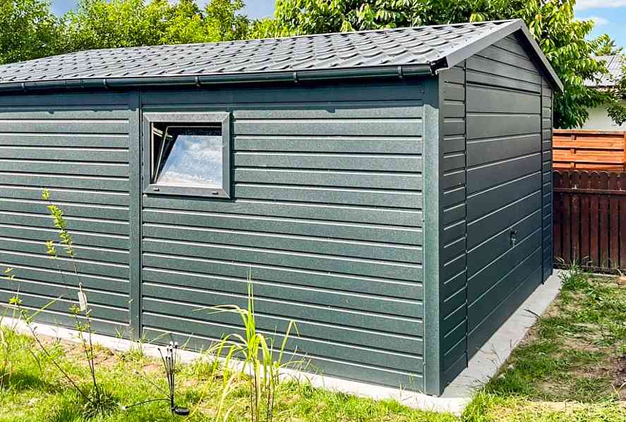 Plechova garáž 4x5,5m -  výklopná vrata Okno antracit TS763 - foto 2