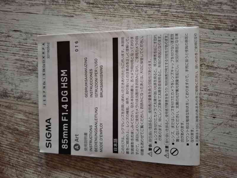 Prodám objektiv Sigma 85/1.4 DG HSM ART pro Canon - foto 6