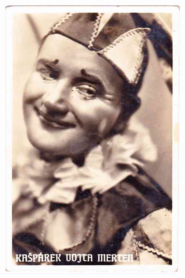 Vojta Merten, herec, autogram, reklamní pohlednice, rok 1939