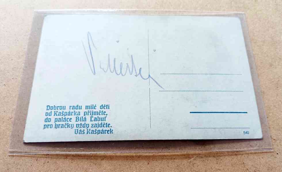 Vojta Merten, herec, autogram, reklamní pohlednice, rok 1939 - foto 4
