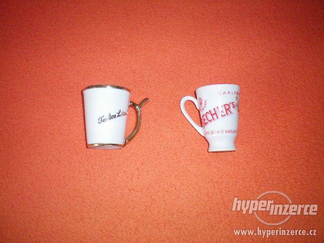 Dva malé porcelánové kalíšky BECHER`s LIQUEUR a Teplice Lázn - foto 1