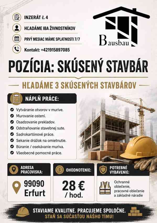 Hledáme 3 zkušené stavební dělníky