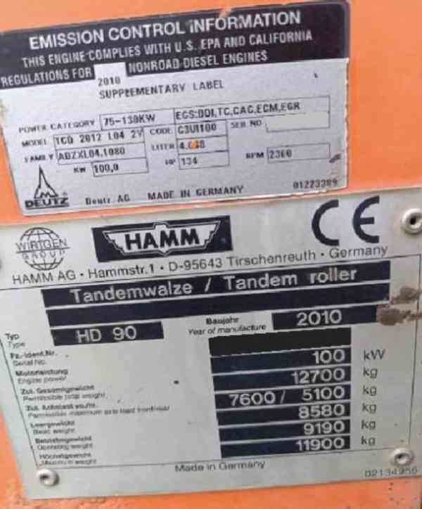 12.7t Hamm HD 90 válec vibrační tandem - foto 6