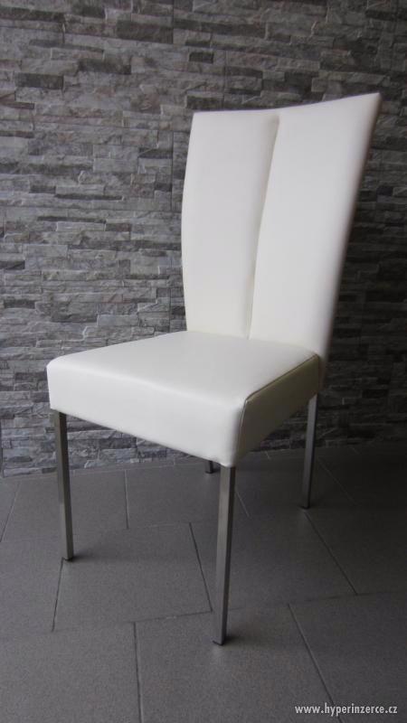 Luxusní jídelní židle - Bílá (krémová) ekokůže - foto 1